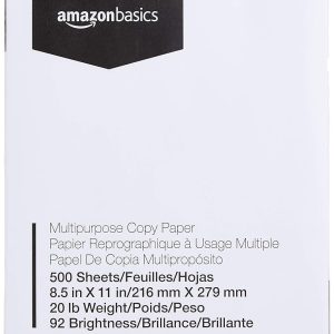 Amazon Fundamentals 8.5 x 11 Inch Multipurpose Copy Paper, 20 lb, 1 Ream of 500 Sheets, 92 Shiny White