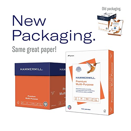 Hammermill Premium Multipurpose Printer Paper, 24 lb, 8.5 x 11 - 5 Ream Pack (2,500 Sheets) - 97 Brightness, Made within the USA, Mannequin 105810C