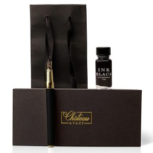 Premium Fountain Pen Reward Set – Contains Superb Nib Fountain Pen with Black Ink – Refillable Ink Set – Good for Him or Her – Full Pen and Ink Assortment – Black